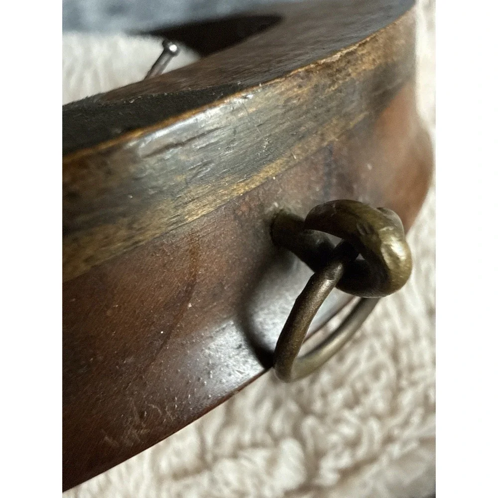 Vintage Handmade Oval Wood Picture Frame Hand Fitted Glass Wall Hanging